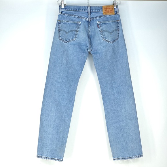 Levi's 505 Denim Jeans Men's 30x30 (30x32) Distressed Biker Regular Fit Straight - Picture 3 of 16